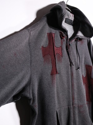 REMAKE /  blood cross design zip-up foodie