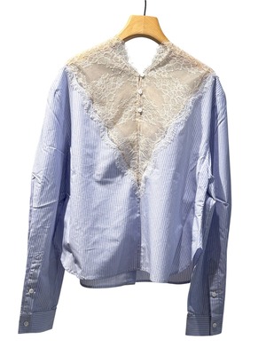 【26AW】push BUTTON プッシュボタン / シャツ / STRIPE LACE-NECK  SHIRT