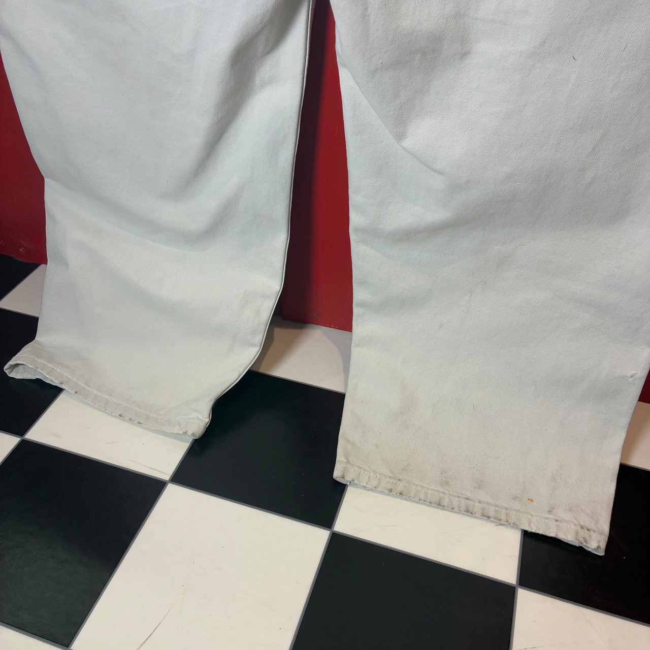 90s USA製　Carhartt ダブルニーペインターパンツ　白　コットンワークツイル　カーハート