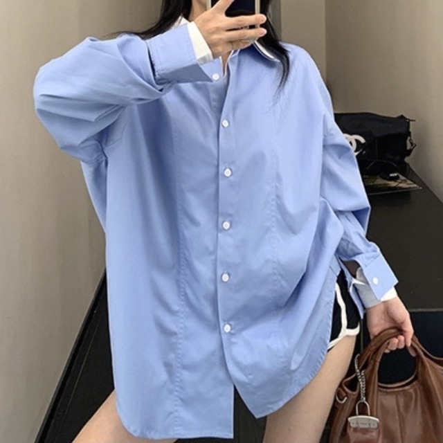 Simple Retro Casual Long sleeve shirt 125480