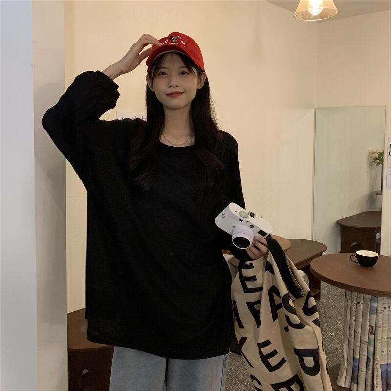 オータムルーズ薄手セーター ブラウス ロング 秋物 萌量不足19571604330