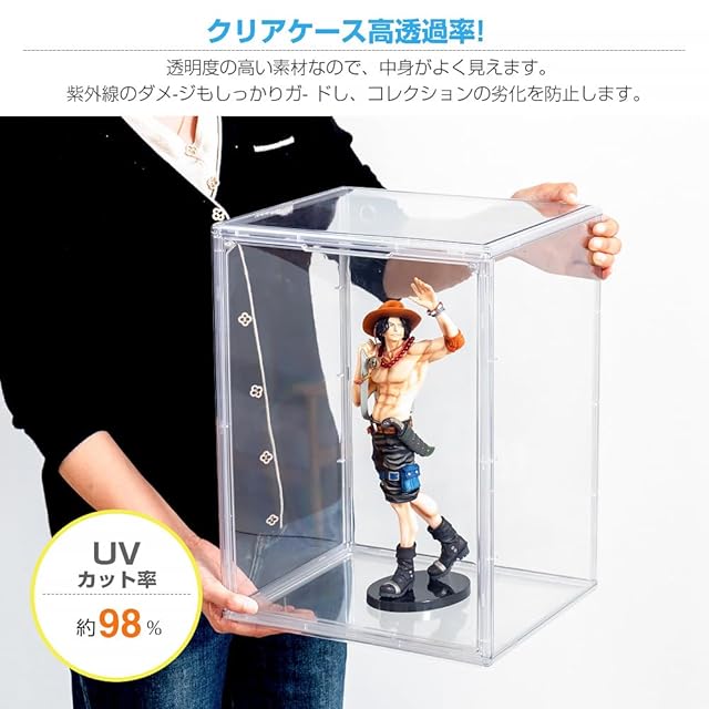八番屋 フィギュアケース UVカット 透明展示ケース マグネット式扉