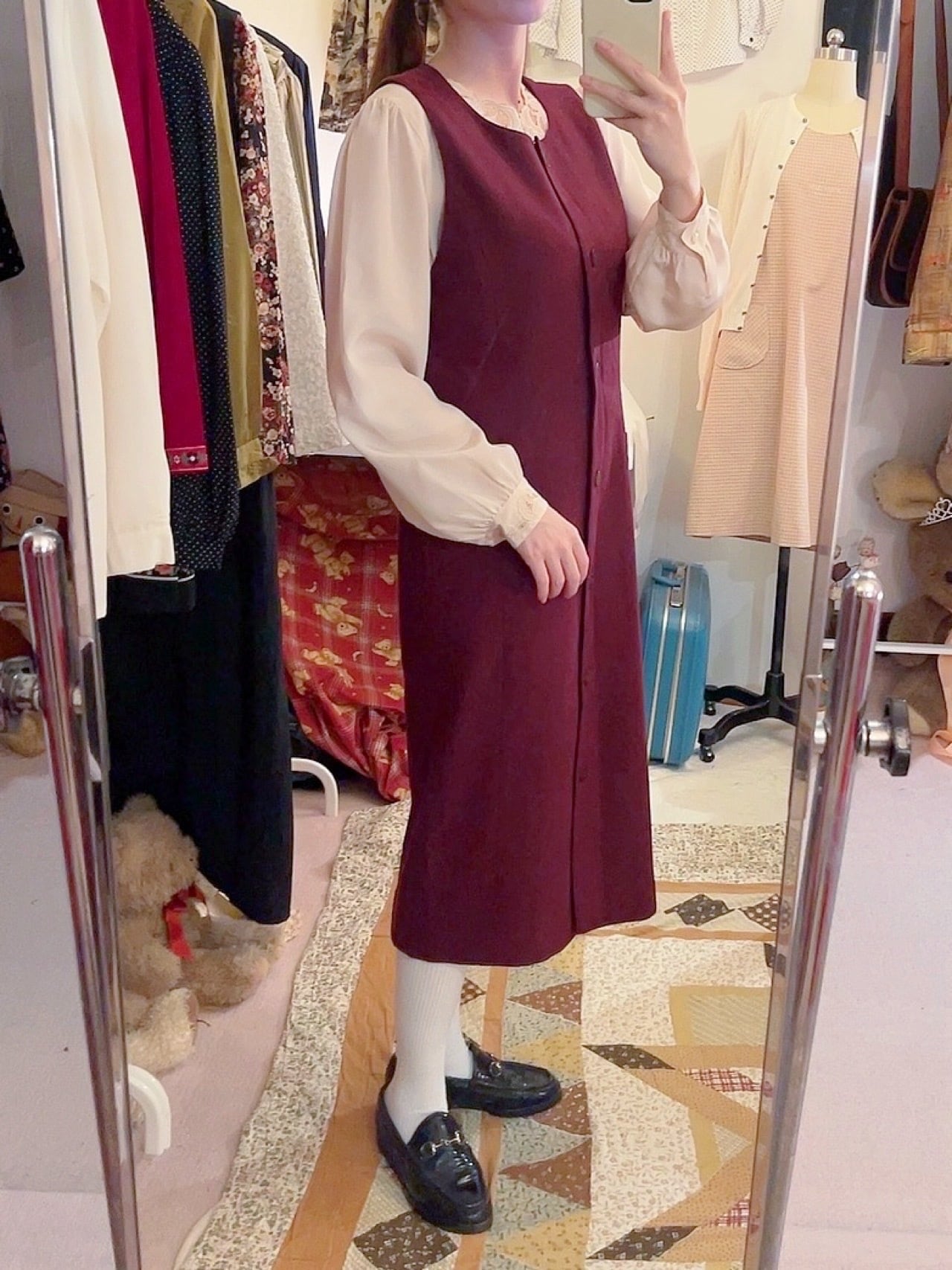 front button wool jumper skirt