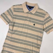 Brooks Brothers ブルックスブラザーズ slim fit ボーダー 鹿の子 半袖 ポロシャツ S /ベージュ/メンズ
