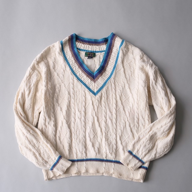 rib line design loose old school cotton knit