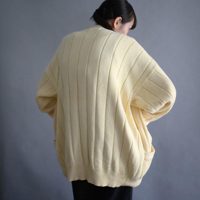 cream yellow good coloring loose silhouette cotton knit cardigan