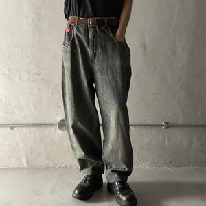 -SASCH- Euro black denim wide pants