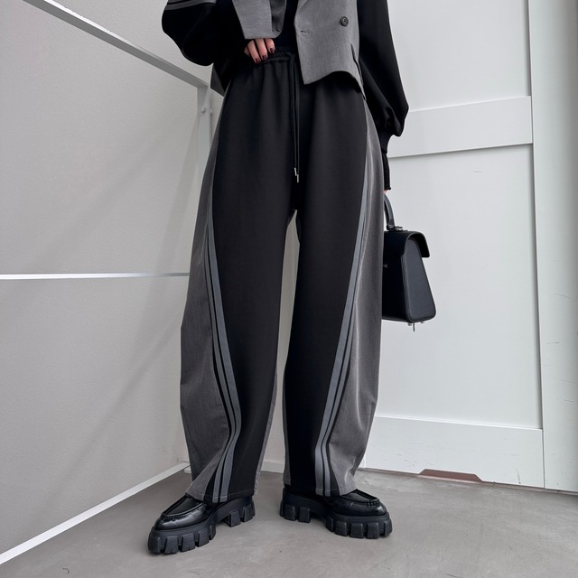 【受注予約1週間】side line different material curve PT/gray