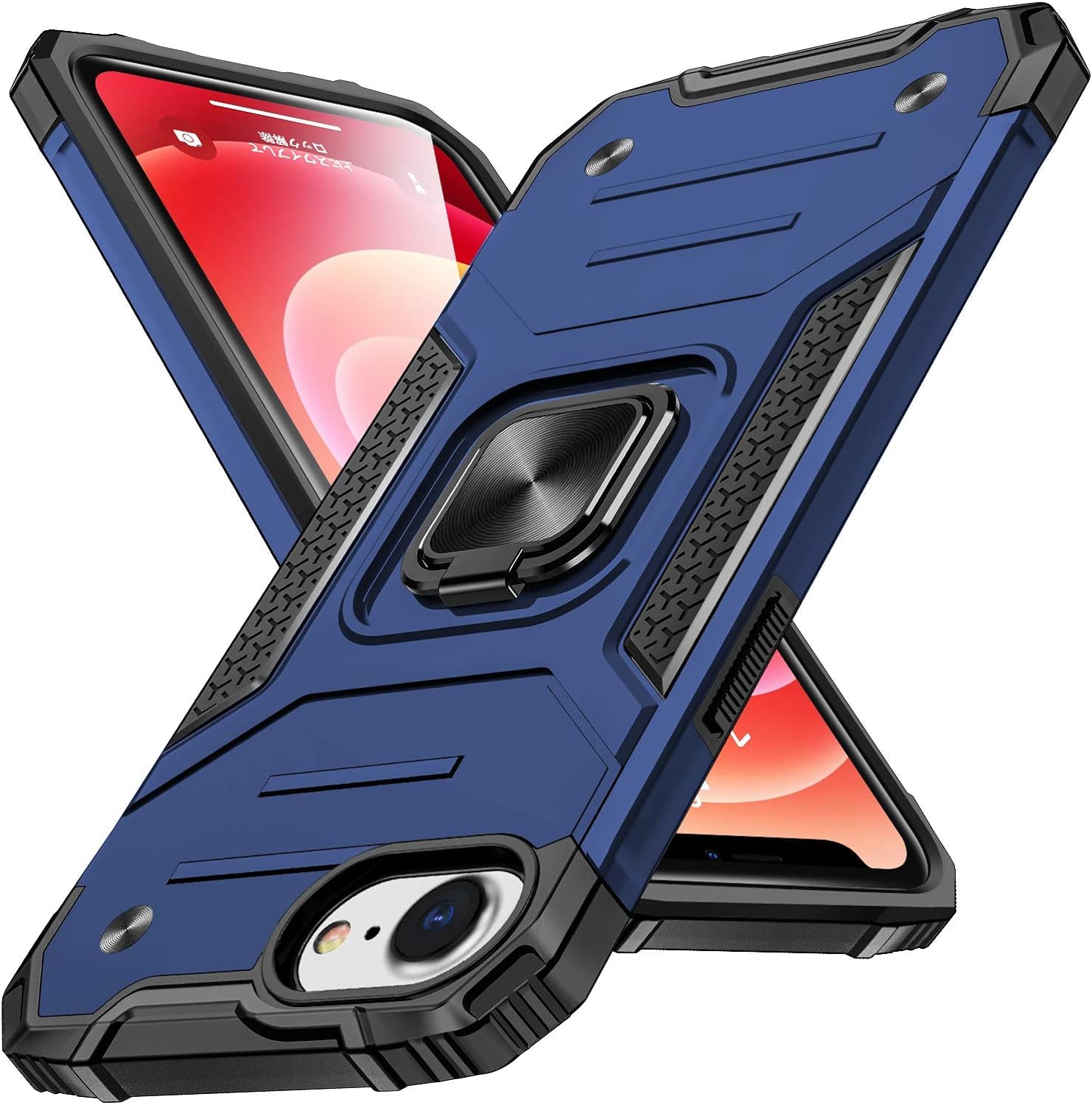 WACJOSD 対応 iPhone SE 第3世代 第2世代 8/7/6 用の ケース リング 耐衝撃 衝撃吸収 青