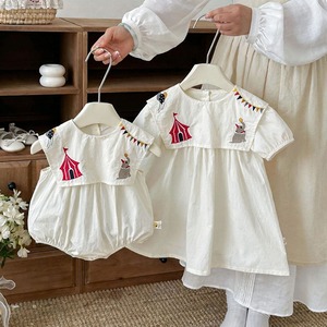 【BABY&KID】夏作サーカステント刺繍のビッグカラーワンピースorロンパース