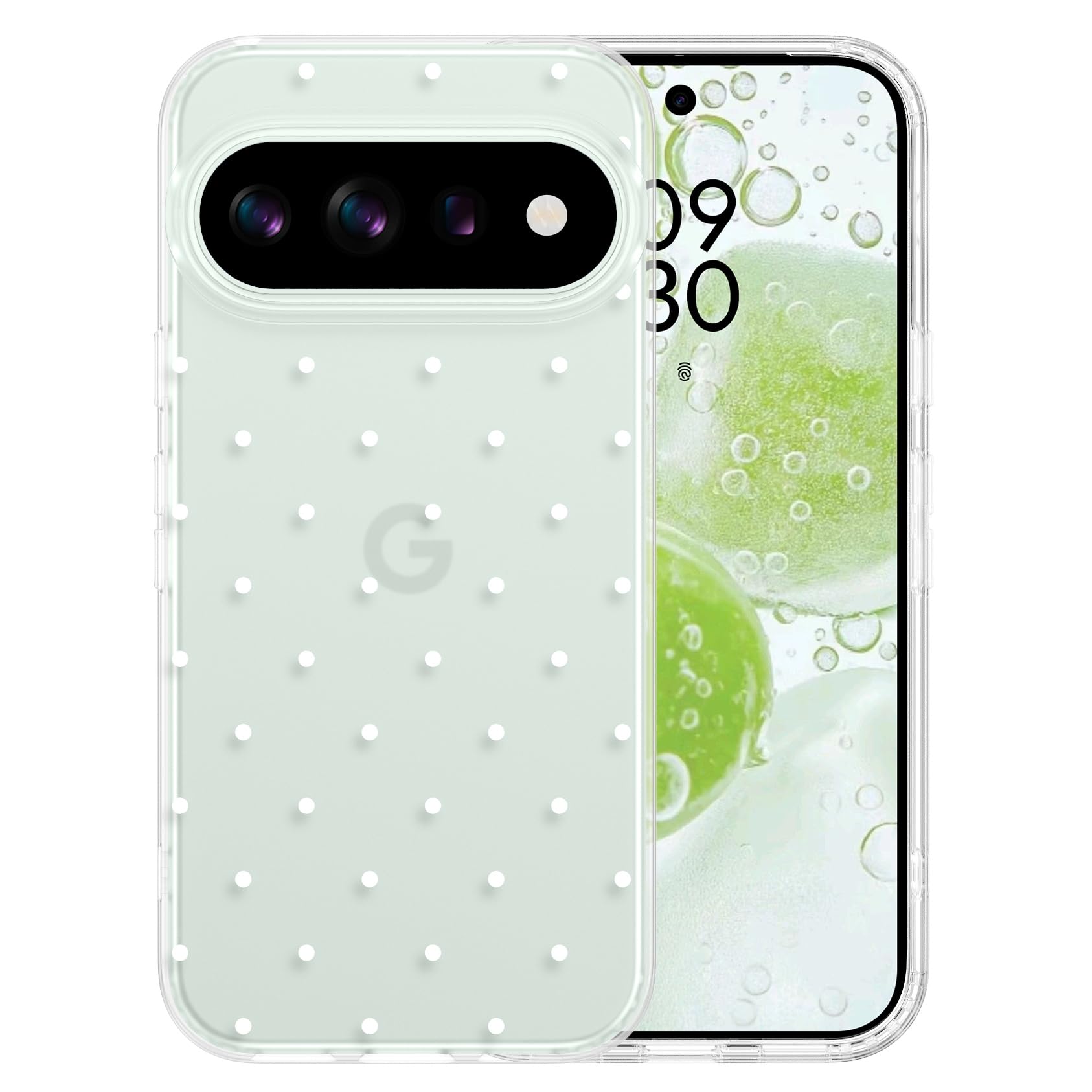 GUAGUA google pixel 11 pro ケース Magsafe対応 クリア 白水玉 マット グーグルピクセル 11 なみなみ カバー