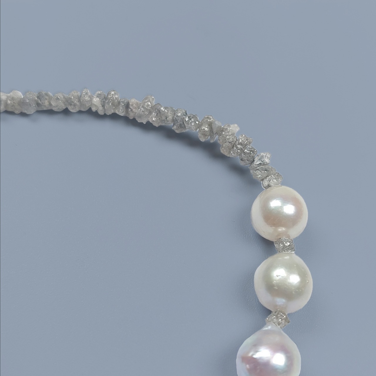 K10 Akoya Baroque Diamond Raw Stone Long Necklace