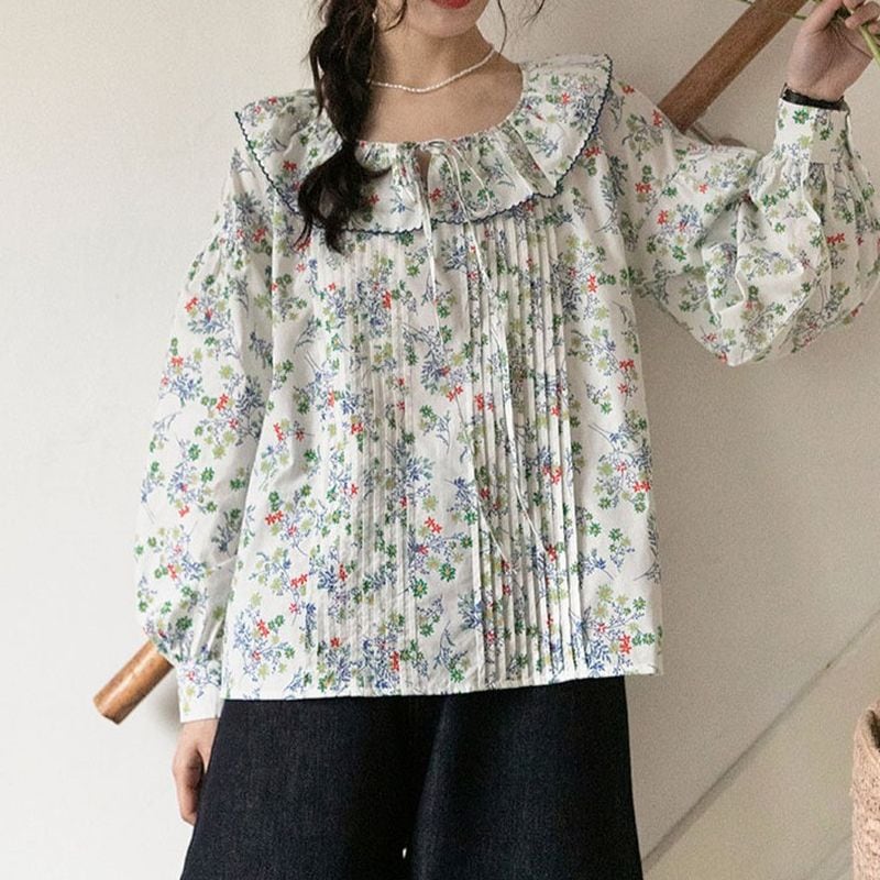 レトロフレンチ花柄ブラウス L1156 | Little fleur リトルフルール