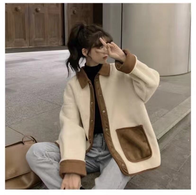 配色ボアジャケット　AJ33167-5106