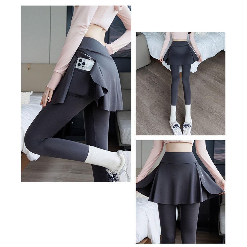 【送料無料】 スポーツパンツ スカート付き 重ね着風 ヨガパンツ レディース 春夏 韓国 ストレッチ フィットネス スポーツ ヨガ ダンス ハイウエスト スカート付きパンツ 大人可愛い 大人女子
