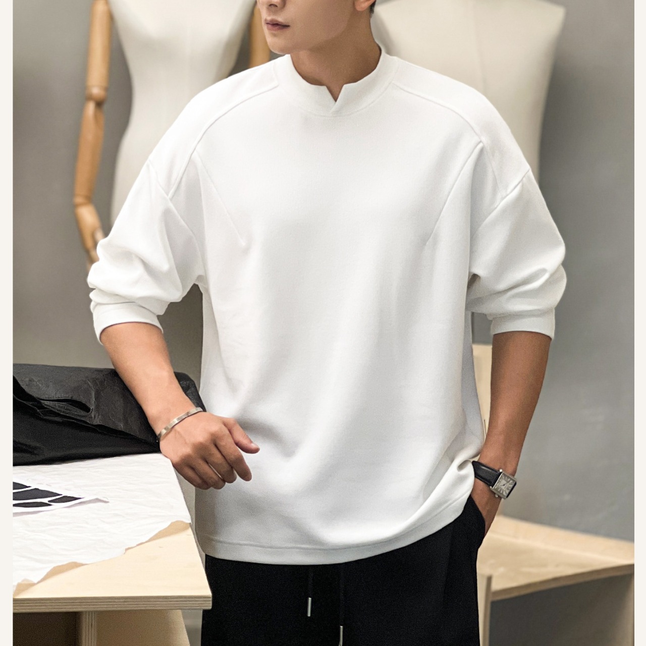 スタンドカラーハーフジップスウェット　TB1766・画像5