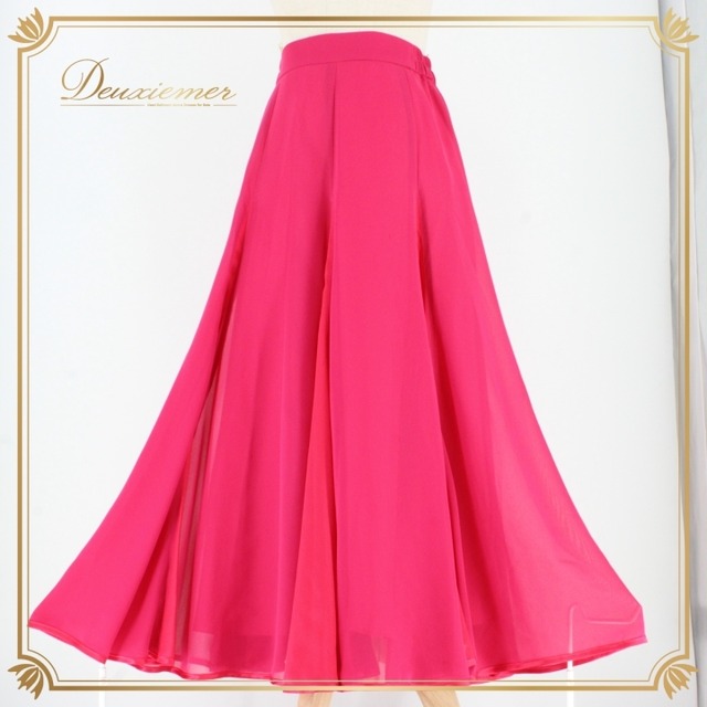 社交ダンス 衣装 スタンダード スカート レッスンウェア レディース PAPILLON パピヨン 無地 光沢感 ピンク系 練習着 フォーマル 上品 ビビッドピンク セクシー 大人 踊りやすい ポリエステル製 やわらかい おしゃれ 体型カバー エレガント スタイルアップ レディースウェア フィットネス 用途多様