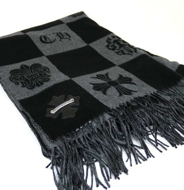 CHROME HEARTS クロムハーツ CHプラス パッチ シルク 大判ストール スクロールラベル