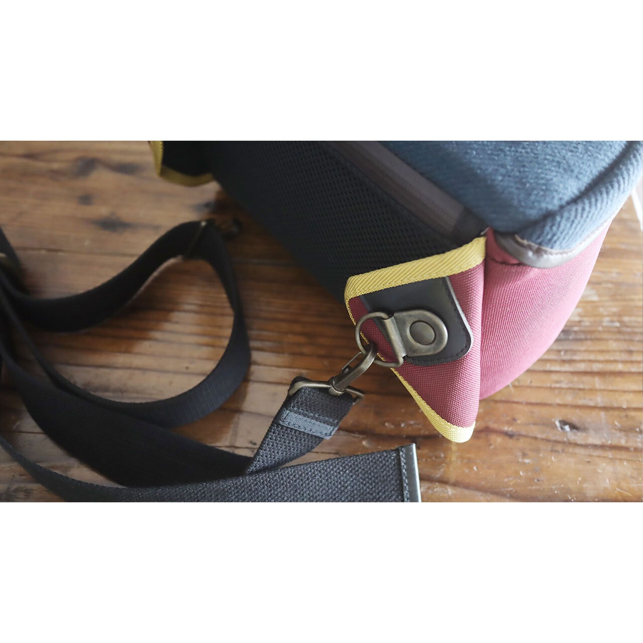 カメラバッグ：araragi camera bag - Hemp cotton top (グレー×オールドローズ)