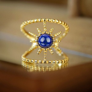 太陽モチーフのリング - ラピスラズリは、無限の宇宙を思わせる R446