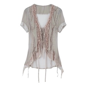 [DoublePunch] Silk Multi-Layer Lotus Leaf Edge Shirt