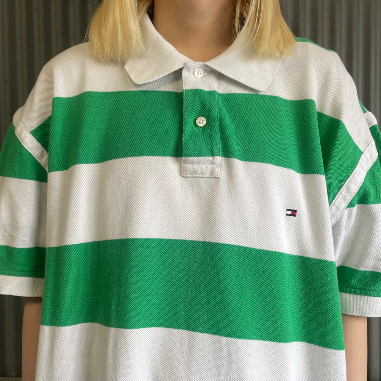 TOMMY HILFIGER トミーヒルフィガー ボーダー ポロシャツ メンズXL 