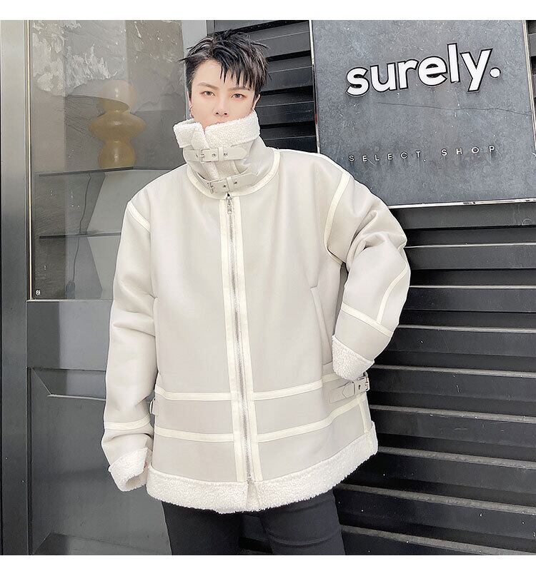 送料無料】KOREA x 原宿 ウィンターカラーベルベットレザージャケット