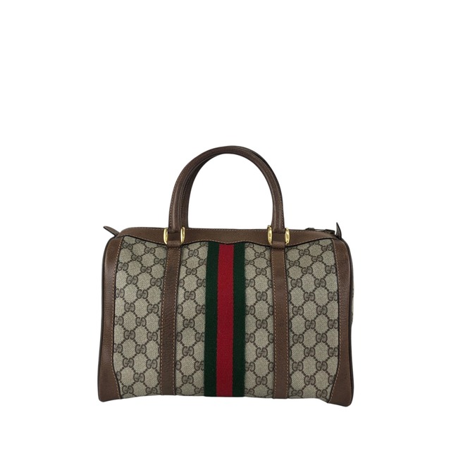GUCCI グッチ シェリーライン GG ハンドバッグ ブラウン キャンバス ミニボストン vintage ヴィンテージ オールド wub827