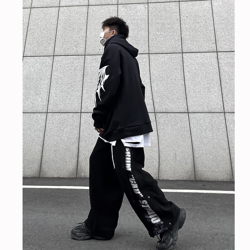 姝姬シリーズ パーカー 2color 黒or赤 トップス 髑髏 男女兼用 ファッション 原宿風 かっこいい M L Xl 2xl Elegant