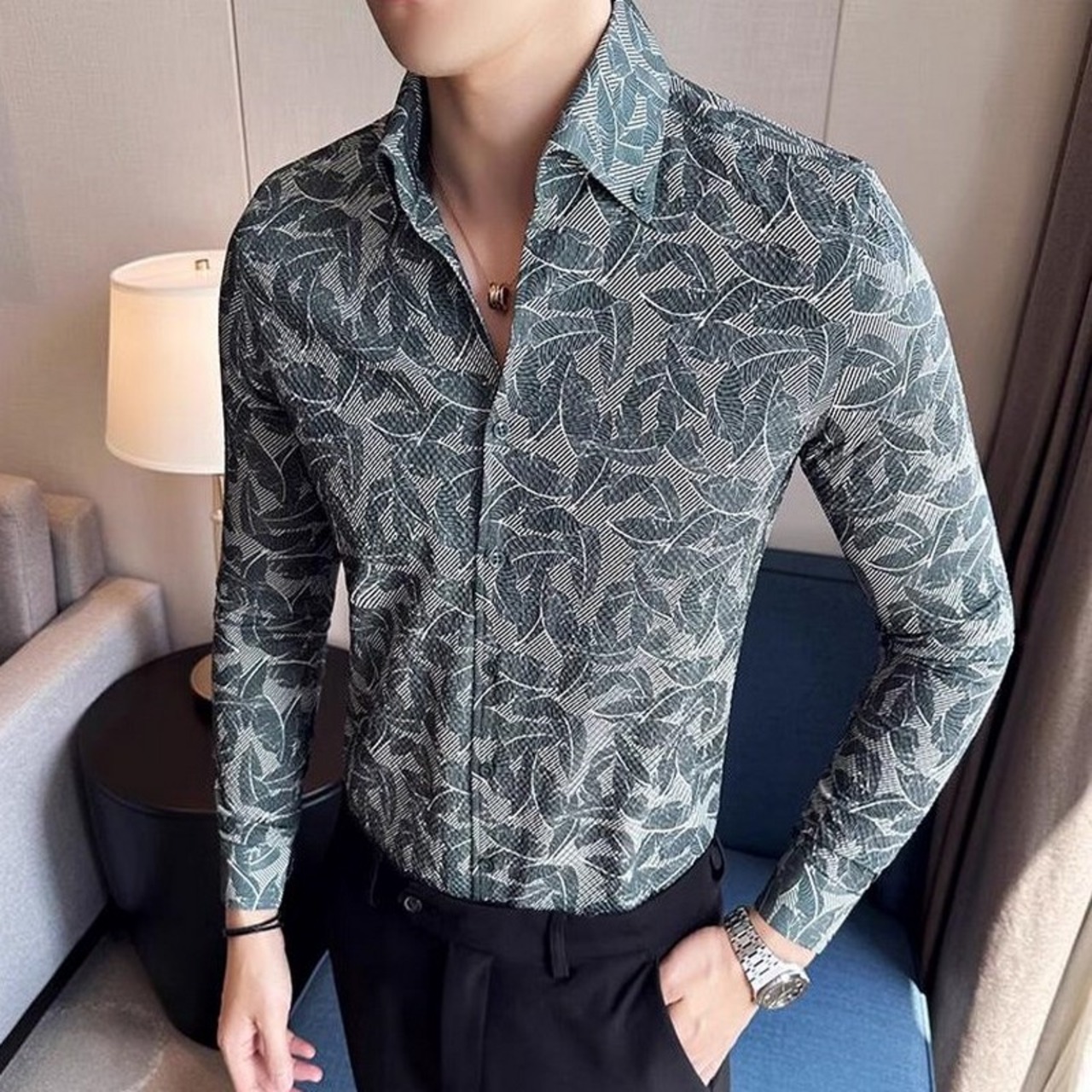 slim v neck shirt 00155