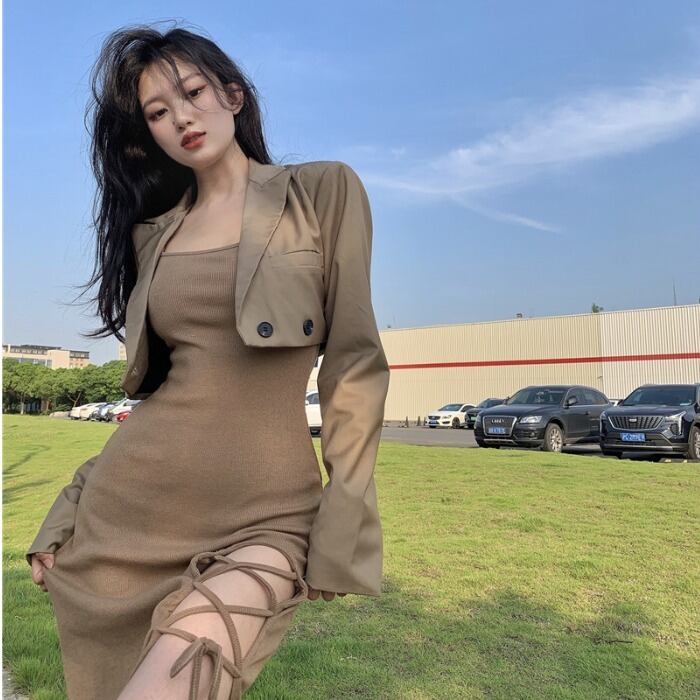 サマーカラーバンドドレス ジャケット ストリート 夏物 ドラファッションホール96811690066