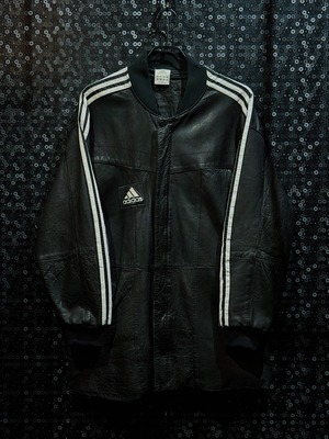 【ÆIEM】"original remake"vintage adidas performance logo three stripe leather jacket
