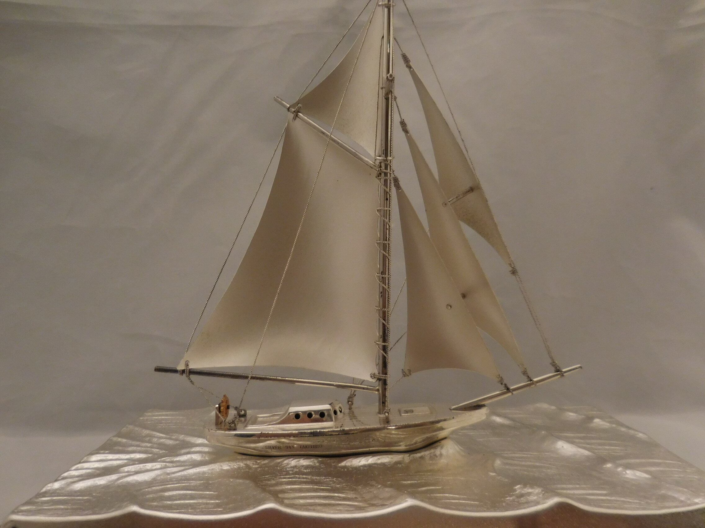 銀製帆船(武彦 作) silver sailboat (Takehiko signature) | 春夏秋冬