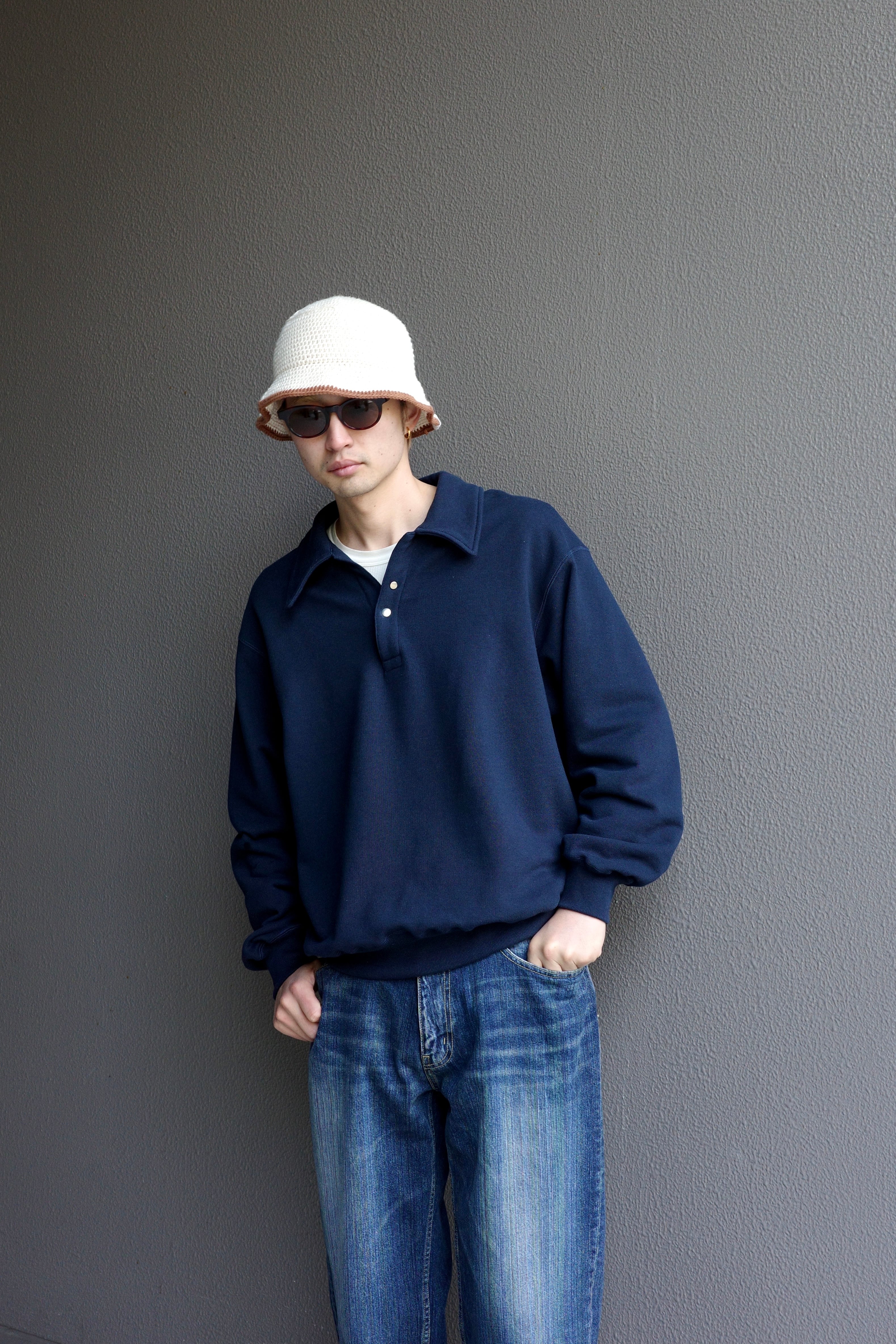 OLD FOLK HOUSE【Skipper Sweatshirt -Navy-】 | lloomm