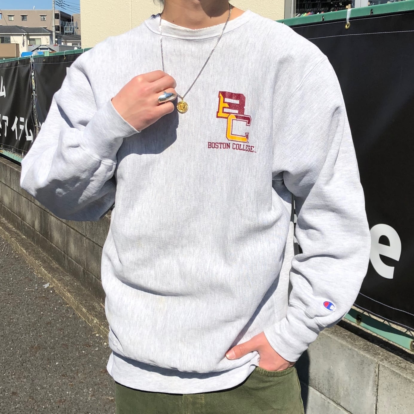 champion スウェットreverse weave バックプリント