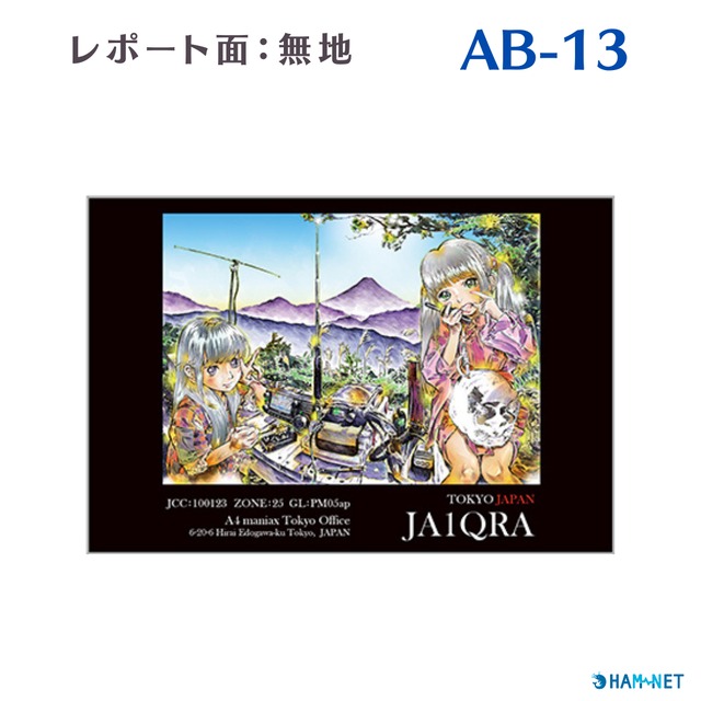 QSLカード　デザイナーズカード　AB13　レポート面無地　100枚～