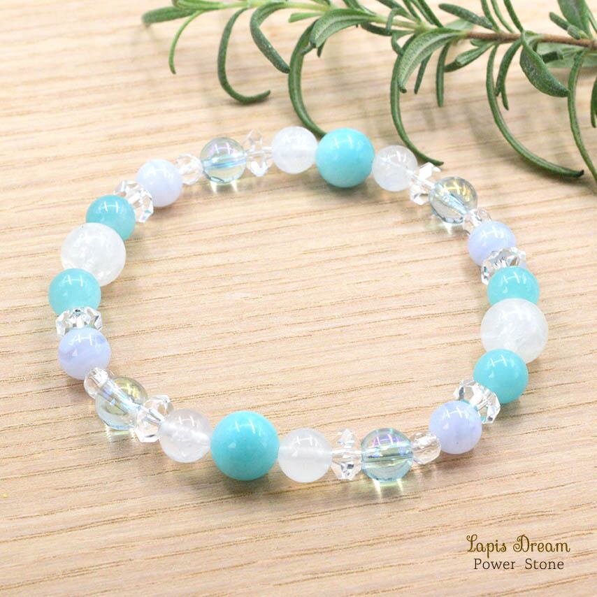 勇気と前向きな力をくれるお守り | アマゾナイト、レインボームーンストーンのパワーストーン ブレスレット
