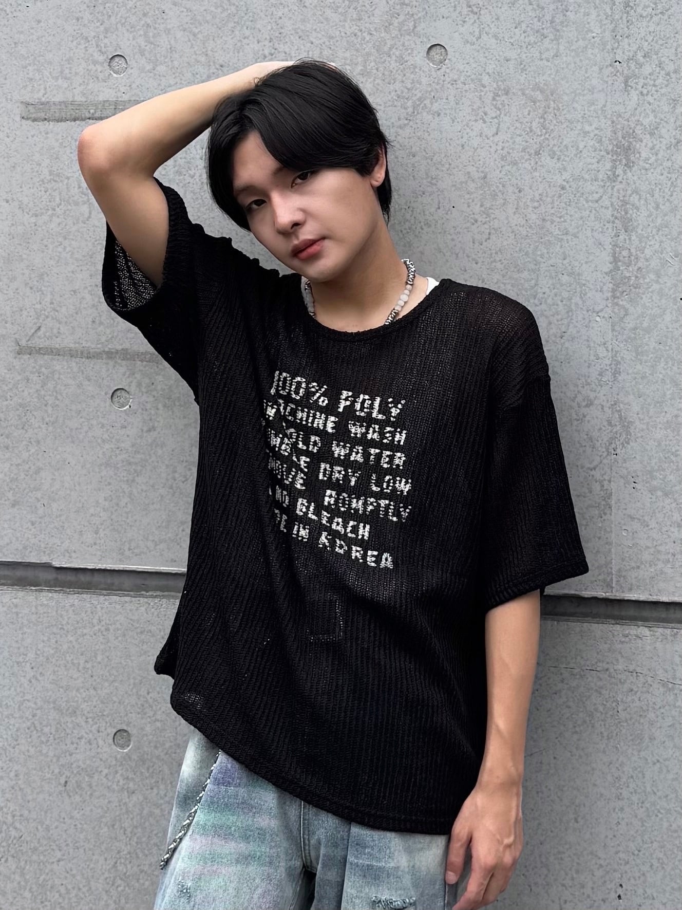 ALUDE SELECT】logo print sheer knit(3color) | 【ALUDE】韓国メンズ