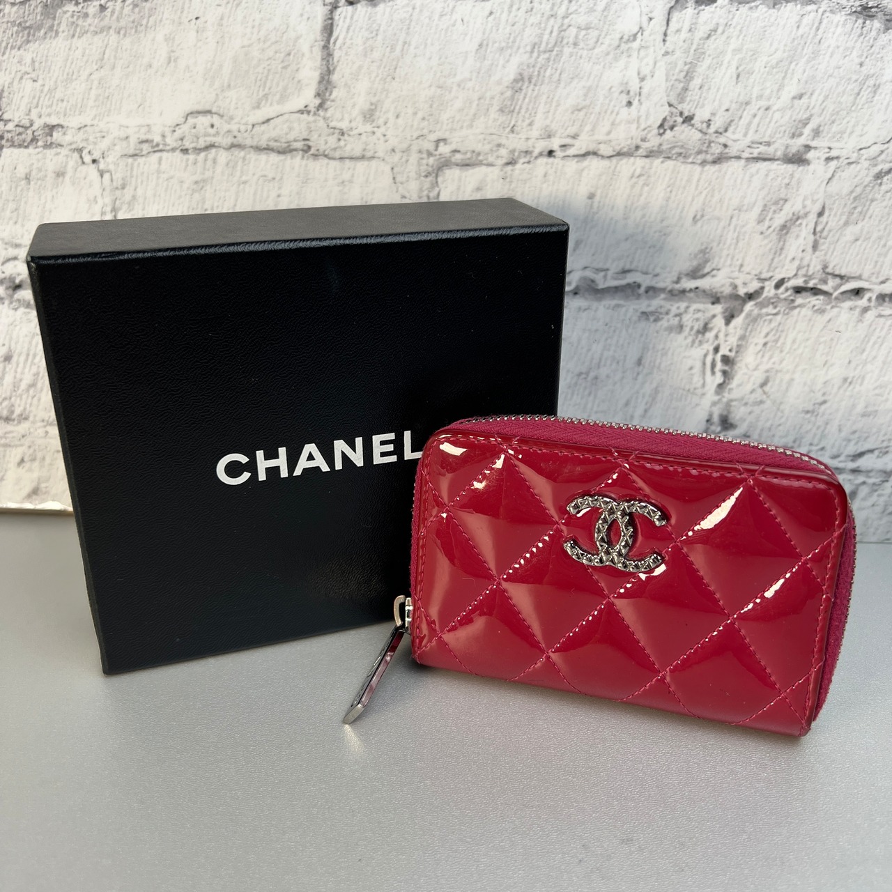 CHANEL シャネル ココマーク  エナメル コインケース ピンク A-9972
