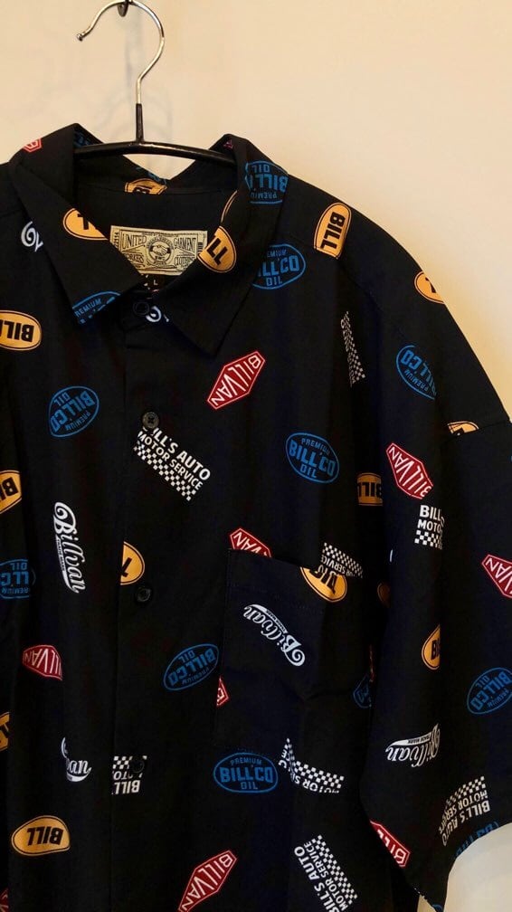 BILLVAN・アメカジロゴ接触冷感・総柄シャツ・アロハシャツLサイズ