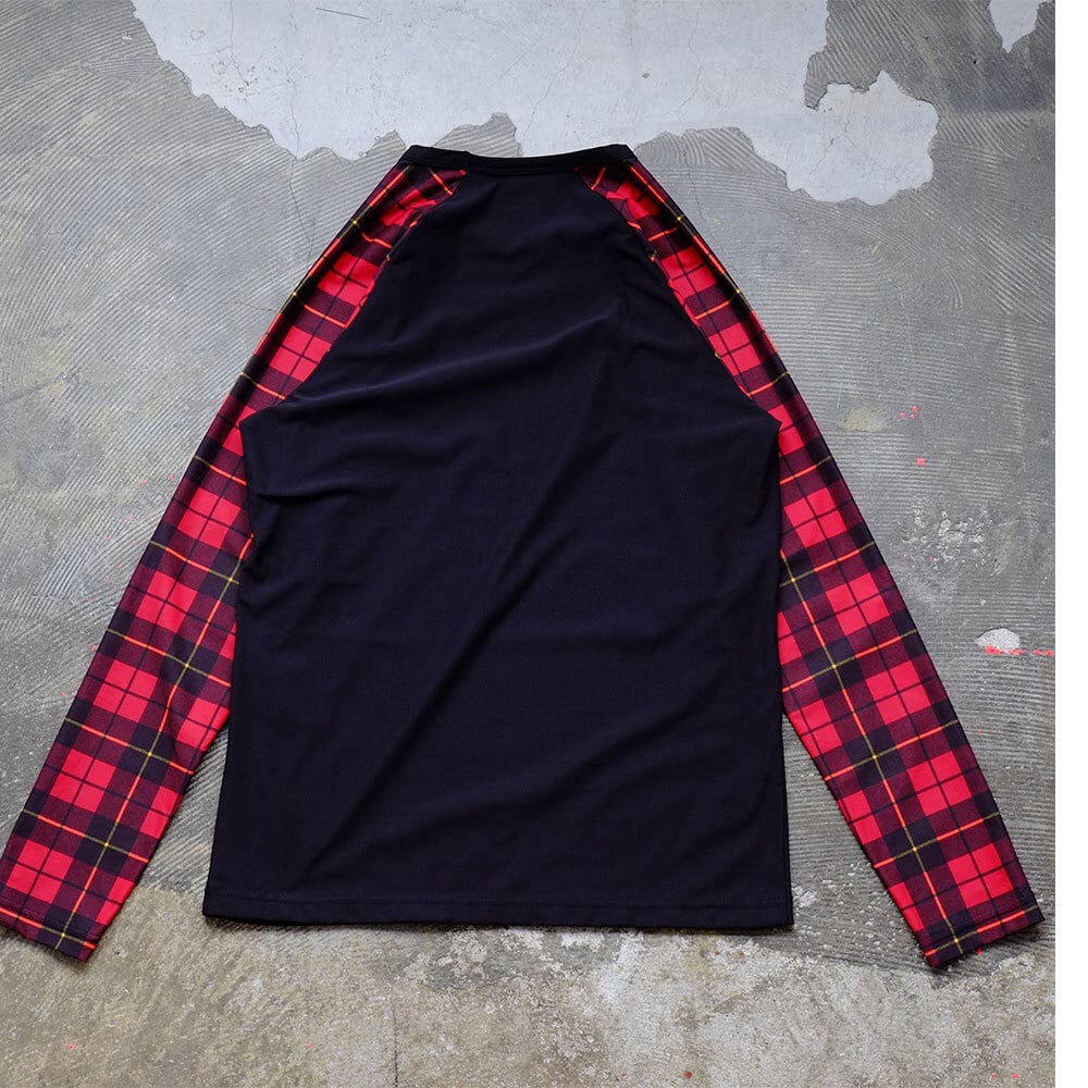 ranor(ラナー) SLEEVE PATTERN RAGURAN LONG T-SHIRT RED TARTAN