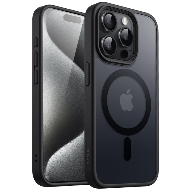 JETech iPhone 15 Pro用 マグネットマットケース (ブラック)