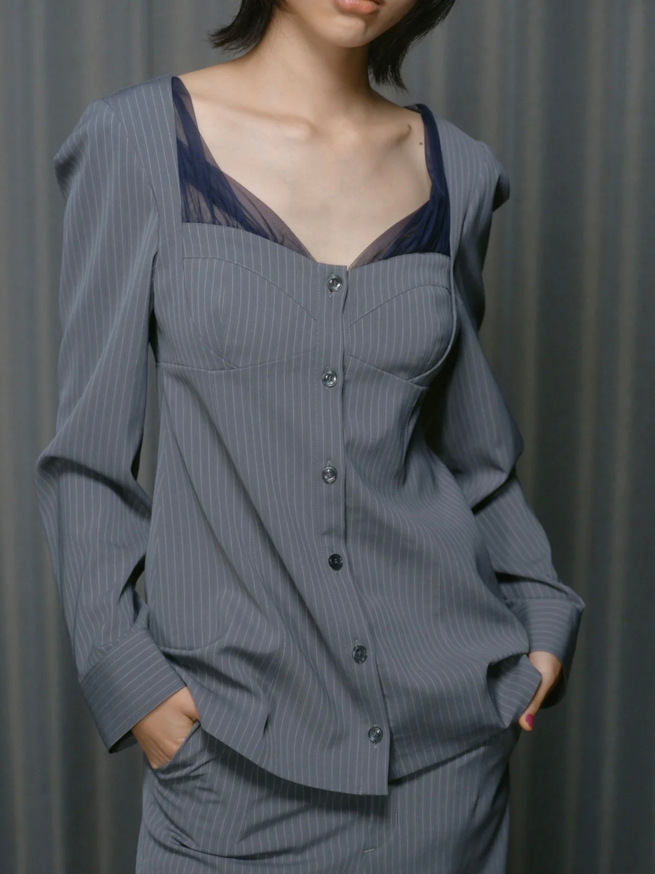 THINGS THAT MATTER　シングスザットマター  / STRIPE BUSTIER SHIRTS - 1