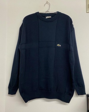 80sChemise Lacoste Pattern Cotton Knit Sweater/L