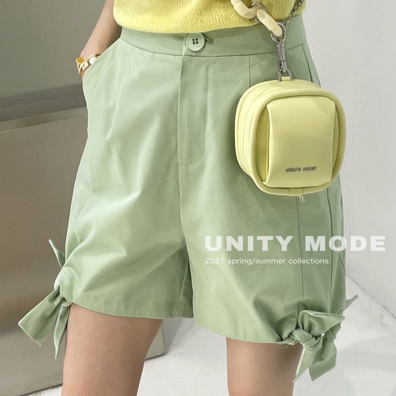 カジュアルショーツ サマーリボングリーンパンツ 夏物 ブルマー ビッグFスモールZ韓国92106071791
