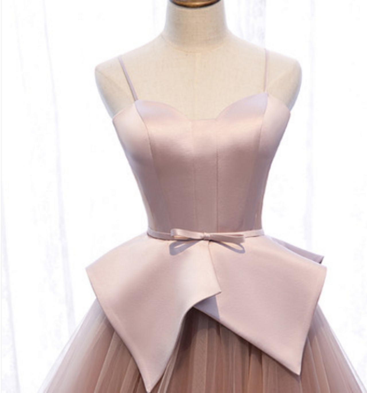 キャミソール パーティードレス 薄ピンク ソフトチュール 発表会  