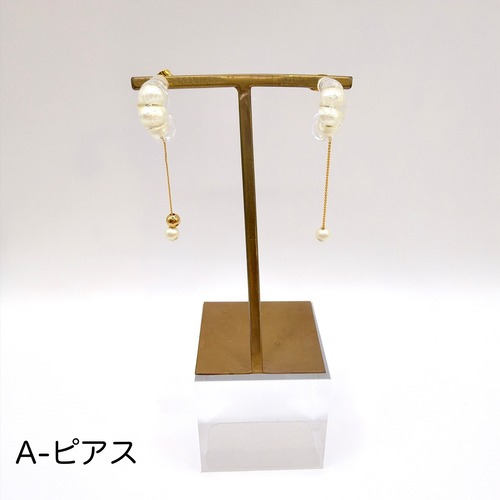【即納】トリプルコラボ ピアス(パール前)