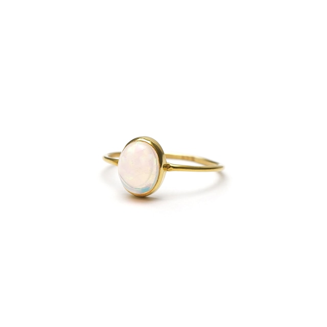 S925 PETIT STONE THIN RING -ETHIOPIAN OPAL-