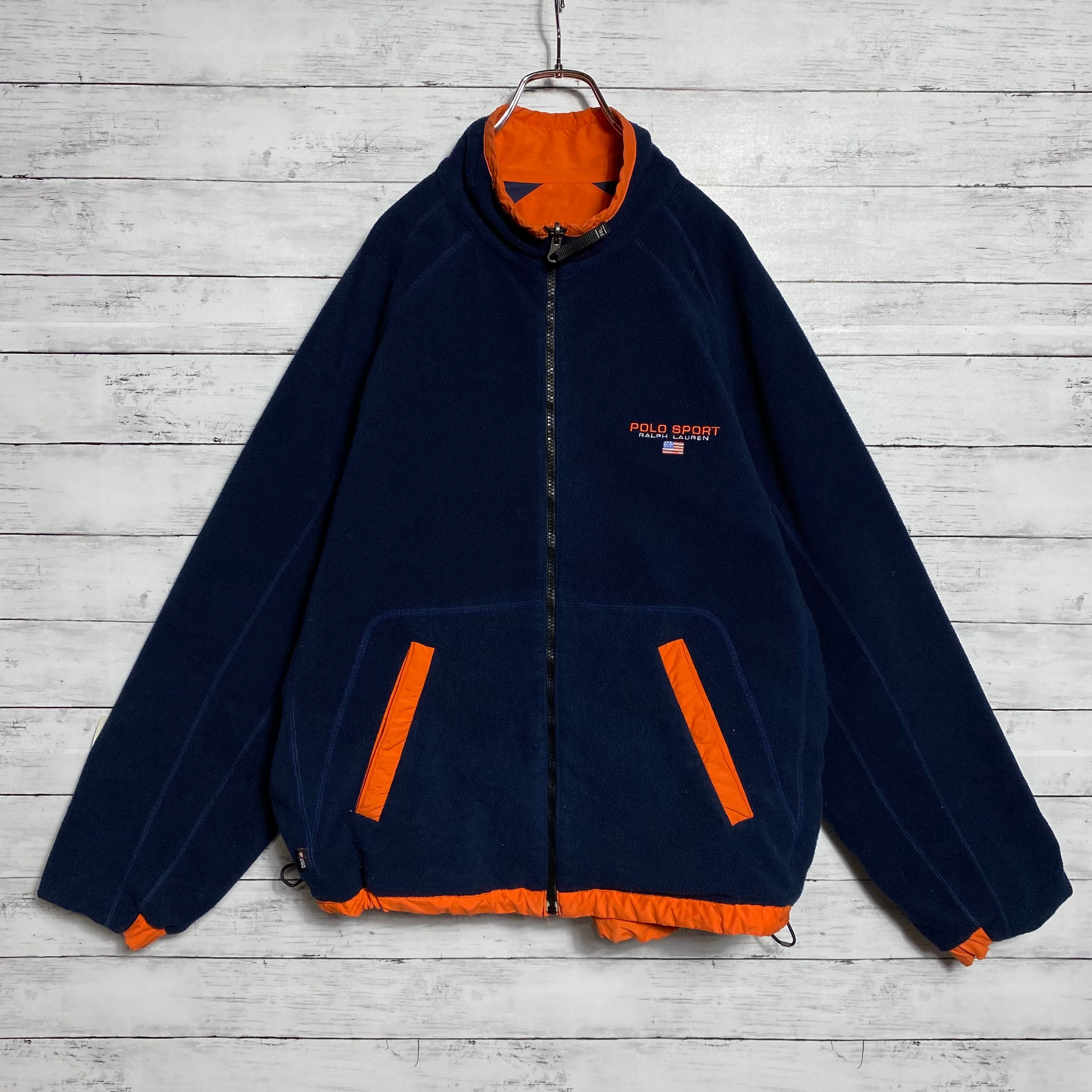 90s POLO SPORT ポロスポーツ バックロゴ バイカラーフリース XL