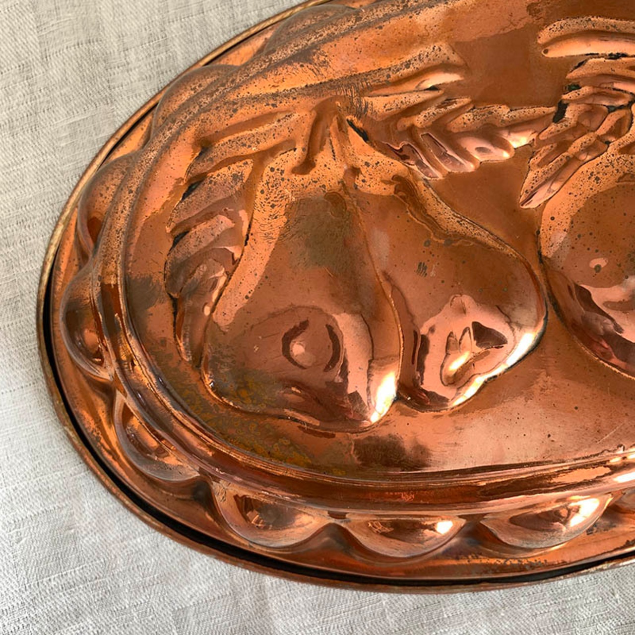 コッパーモールド　お菓子焼型　フルーツ柄大きなオーバル（フック付き） 18KWa23